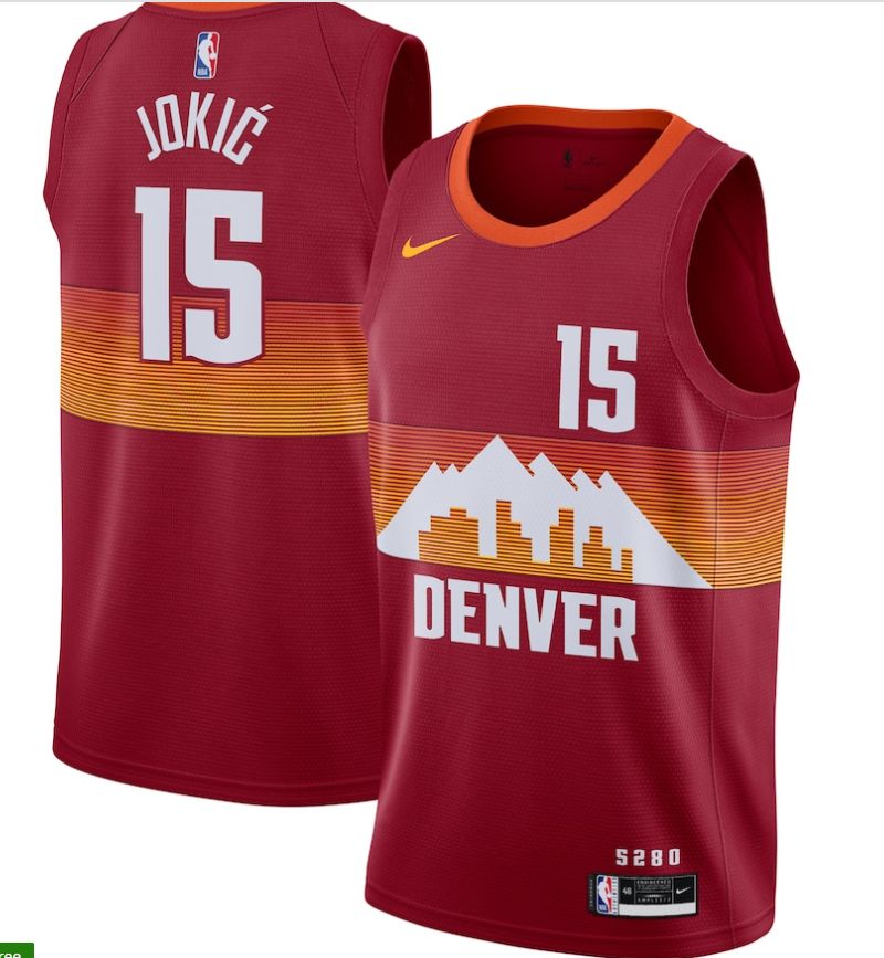 Men Denver Nuggets #15 Jokic red city Edition Nike NBA Jerseys